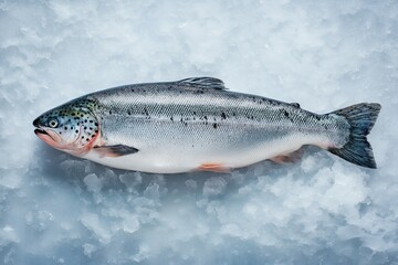 Obraz premium Fresh fish lays on ice at a market in morning hours