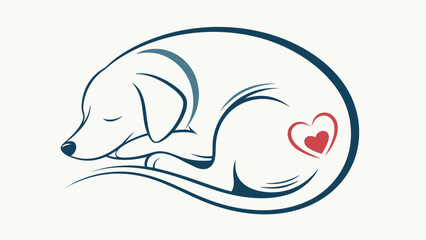 Adorable sleeping dog with heart symbol