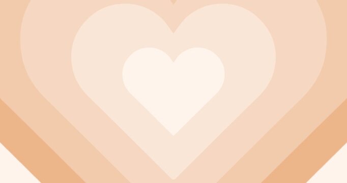 Valentine's Day card with nude color hearts and English text. On moving hypnotic Hearts background and pretty typography. Seamless Psychedelic hearts for Valentines day concept. The 14th of February.