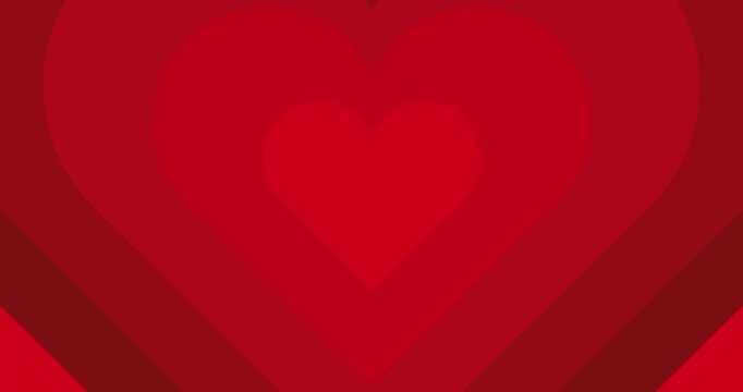 Valentine's Day card with red hearts and English text. On moving hypnotic Hearts background and pretty typography. Seamless Psychedelic hearts for Valentines day concept. The 14th of February.