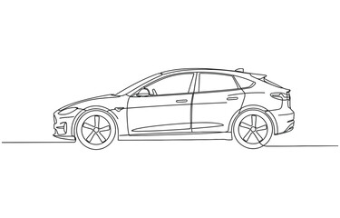 Fototapeta premium Continuous one line drawing of modern sport car.
