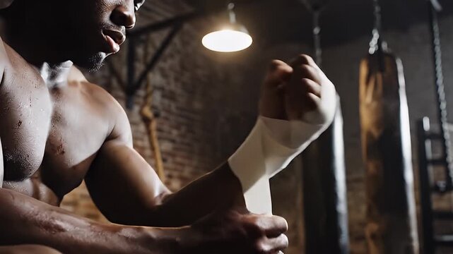 Boxer Wrapping Hands for Training Session.