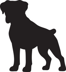 Boxer dog silhouette vector flat illustration design.