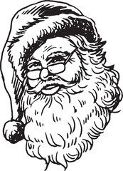 Hand-Drawn Santa Claus Illustration, Vintage Christmas Design, Holiday Vector Art