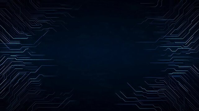 Dark blue abstract technology background with circuit board pattern.