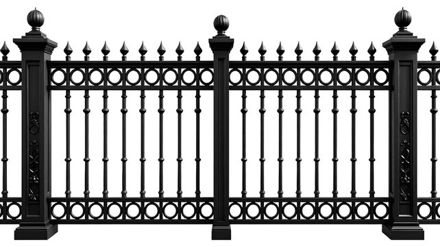 Classic Balustrade Design: Elegant Black Balusters with Transparent Background Kaos