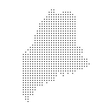 Maine, state of United States, USA. Black dot silhouette map for infographic, graphs, business reports or technology design. Vector illustration on white background