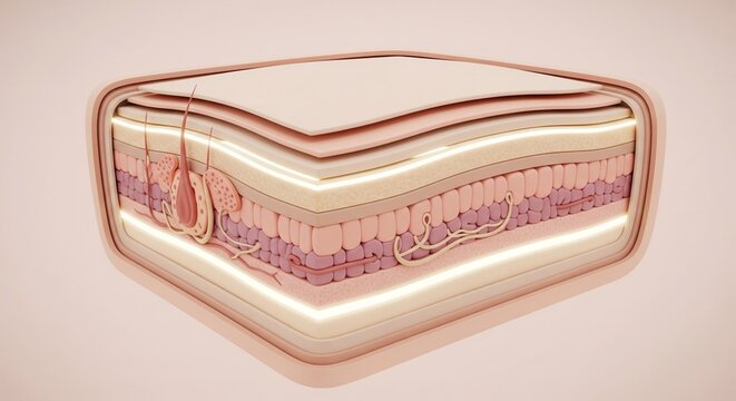 3D Cross Section Model of Human Skin Anatomy with Layers and Hair Follicle