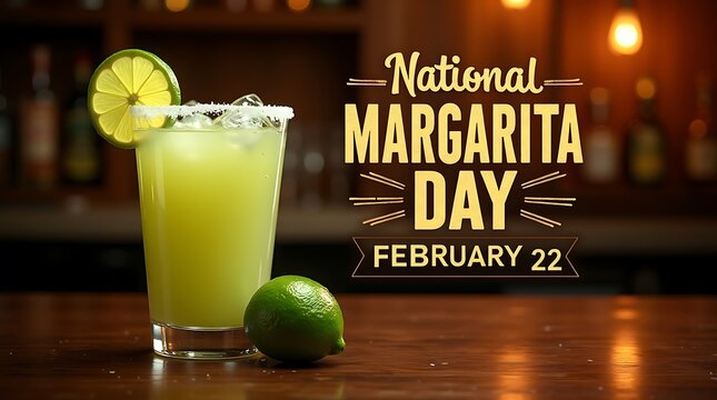 A refreshing margarita cocktail with lime garnish on national margarita day