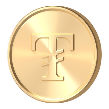 Gold coin with slab serif [Mongolian Tugrik] symbol