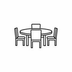 Fototapeta premium Simple Line Art of a Round Dining Table and Chairs