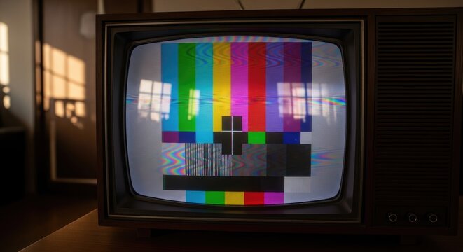 Vintage Television Displaying Color Bars.
