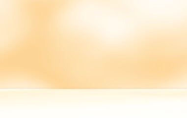 Empty cream beige orange yellow golden room studio with shadow of leaves bokeh for product presentation. Autumn background. Summer tropical backdrop. Cosmetic showroom. © Maliflower73