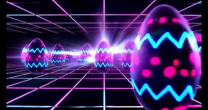 Neon Easter Egg on a Dark Background