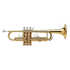 Obraz premium Golden Brass Trumpet Musical Instrument Isolated on White Background.