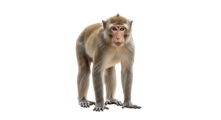 Fototapeta premium Isolated monkey standing on white background.