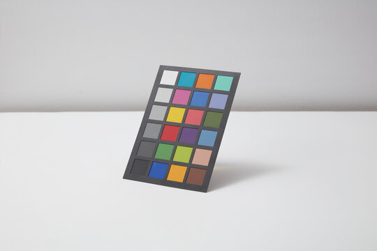 Color Calibration Chart for Digital Photography and Studio Workflow on white gray background 