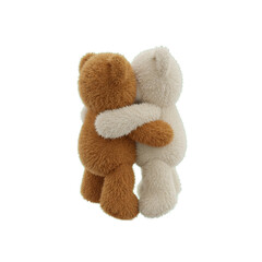 Two Fluffy Teddy Bears Hugging Warmly Together