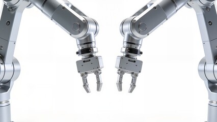Two robotic arms facing each other