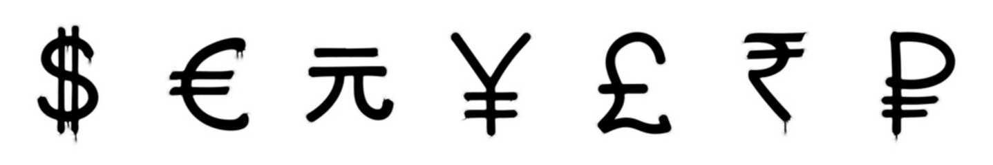 Obraz premium set of hand drawn black popular currency graffiti collection grunge