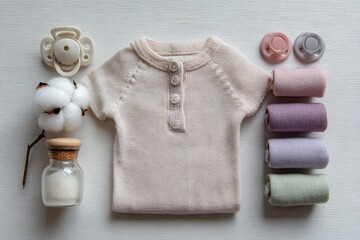 baby accessories moodboard, soft pastel colors