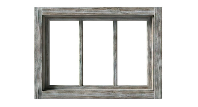 Rustic Wooden Window Frame with Three Panes