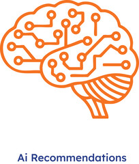Brain with circuit board design representing ai recommendations and machine learning technology