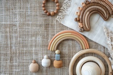 wooden baby toys with copy space