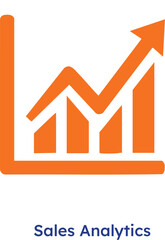 Sales analytics graph with rising arrow business growth chart and increasing trend line on white background