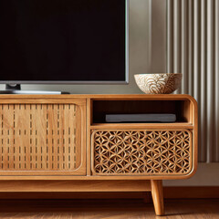 sunlit scandinavian living room with plants, neutral tones