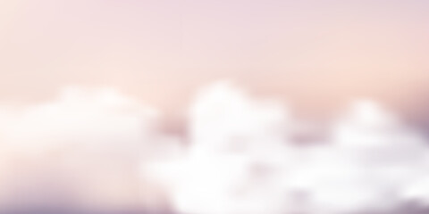 Pastel sky background with soft cloudy gradient. Dreamy watercolor clouds drift across blue and pink horizon in serene morning light atmosphere. Vector illustration. © Narin