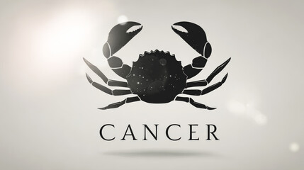 Fototapeta premium Cancer zodiac sign icon featuring a crab silhouette filled with stars, symbolizing astrology, horoscope, and cosmos