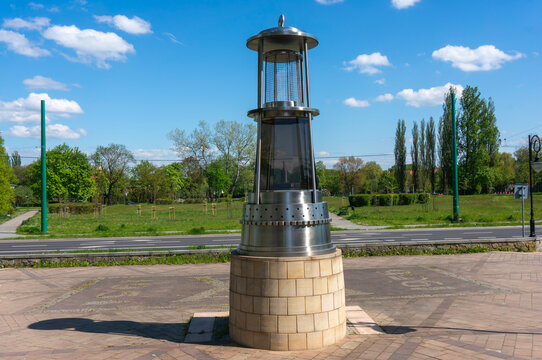 Lamp of Miner in 10:1 scale, monument Lampa g&oacute;rnicza. Tychy, Poland.