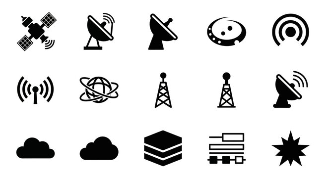 Collection of various communication technology icons.