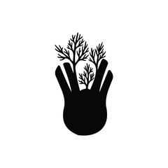 Fennel silhouette icon vector flat design.