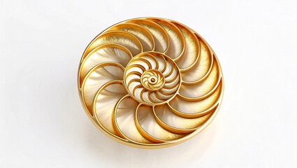 Obraz premium Elegant Golden Nautilus Shell Showcasing Nature's Mathematical Spiral