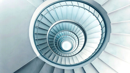 Fototapeta premium Modern Spiral Staircase Architecture with Abstract Top-Down View