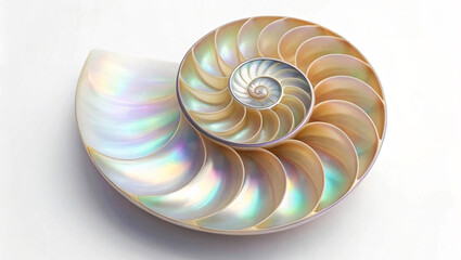 Obraz premium Nautilus Shell Spiral Pattern Close Up