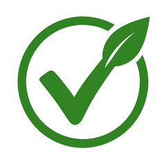 Eco Leaf Checkmark Circle Badge Icon