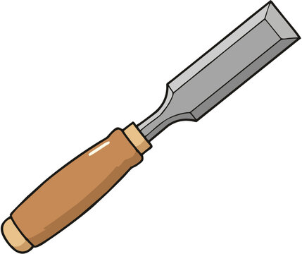Chisel with wooden handle.