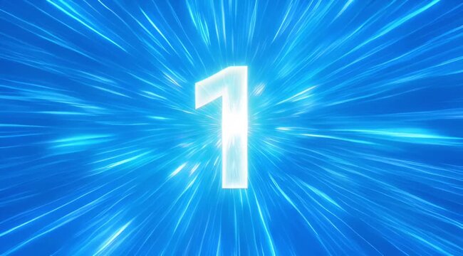 Bright blue streaks of light emanate from a glowing number one, symbolizing speed, progress, and the start of something new