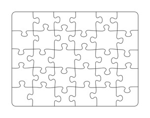 simple childrens jigsaw puzzle forme cut template 30 irregular pieces linework vector isolated on transparent background