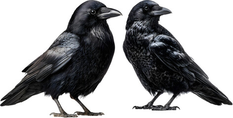 Fototapeta premium Black raven isolated on a clean white background showing a detailed wildlife bird illustration
