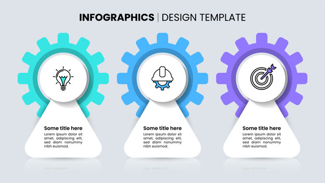 Infographics template. Abstract gears with 3 banners
