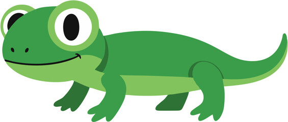 Fototapeta premium Green Cartoon Lizard Smiling Face.