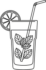 Refreshing summer drink with mint leaves and lime