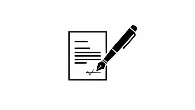 Fountain Pen Signing Document Illustration.