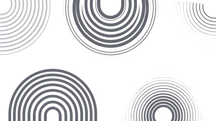 Modern graphic illustration featuring multiple half circle shapes and concentric arch patterns in subtle greyscale tones with a clean contemporary aes