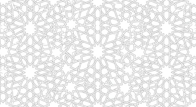 Intricate Geometric Islamic Star Pattern Vector Illustration, Seamless Arabesque Background for Decorative Design and Cultural Art