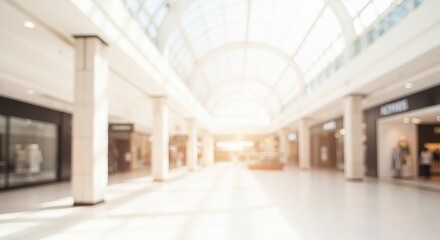 Naklejka premium Elegant and Airy Retail Space Bathed in Light, Showcasing Modern Architecture and Shopping Bliss